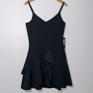 New Bebe Black Ruffle Dress Size 10